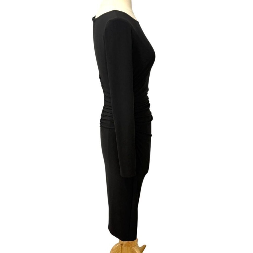 Norma Kamali Kamalikulture Dress Long Sleeve Ruched Black Stretch Bodycon Size S - Picture 4 of 10